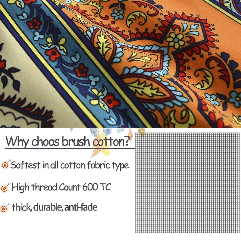 FADFAY Boho Duvet Cover Set 100% Brushed Cotton Colorful Stripe Exotic Style Bohemian Bedding Set Soft and Warm Bedding with Hidden Zipper Closure, 3 Pieces King/California King - Image 4